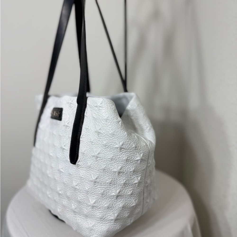 Jimmy Choo White Leather embossed Star Tote - Picture 4 of 12